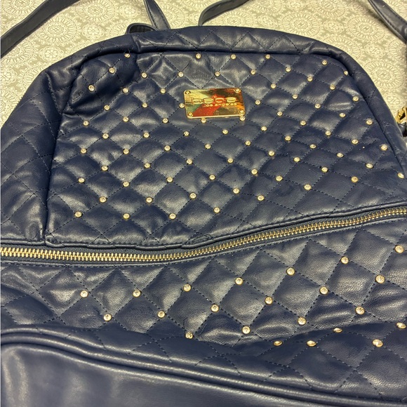 Bebe Navy Quilted Backpack with Gold Studs - Picture 1 of 2
